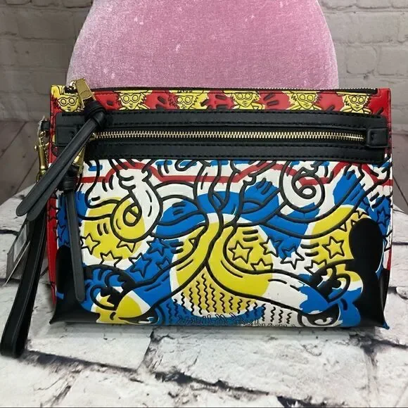 COACH X Disney Mickey X Keith Haring Academy Pouch *Rare Limited Edition!!!
